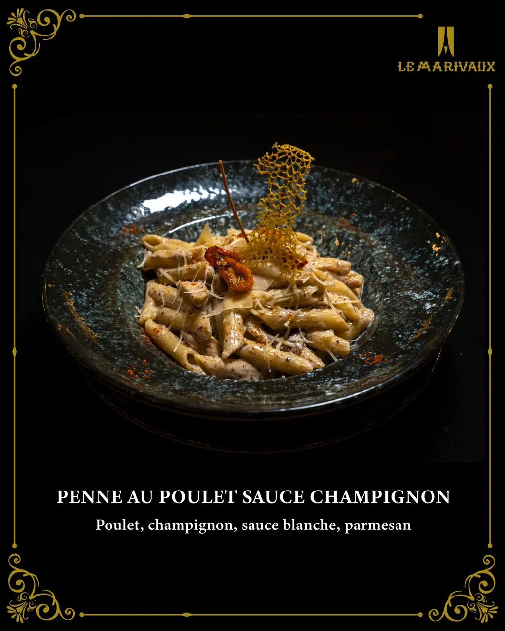 Penne poulet champignon